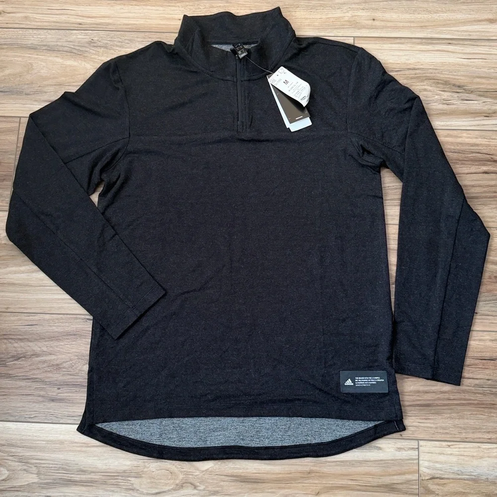NWT adidas AEROREADY Quarter Zip Pullover Men's Medium Black Golf Pullover